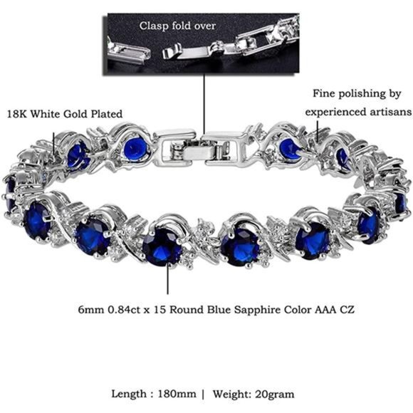 Blossom CZ Tennis Bracelet, 6 Colors, White Gold Plated - Picture 3 of 6